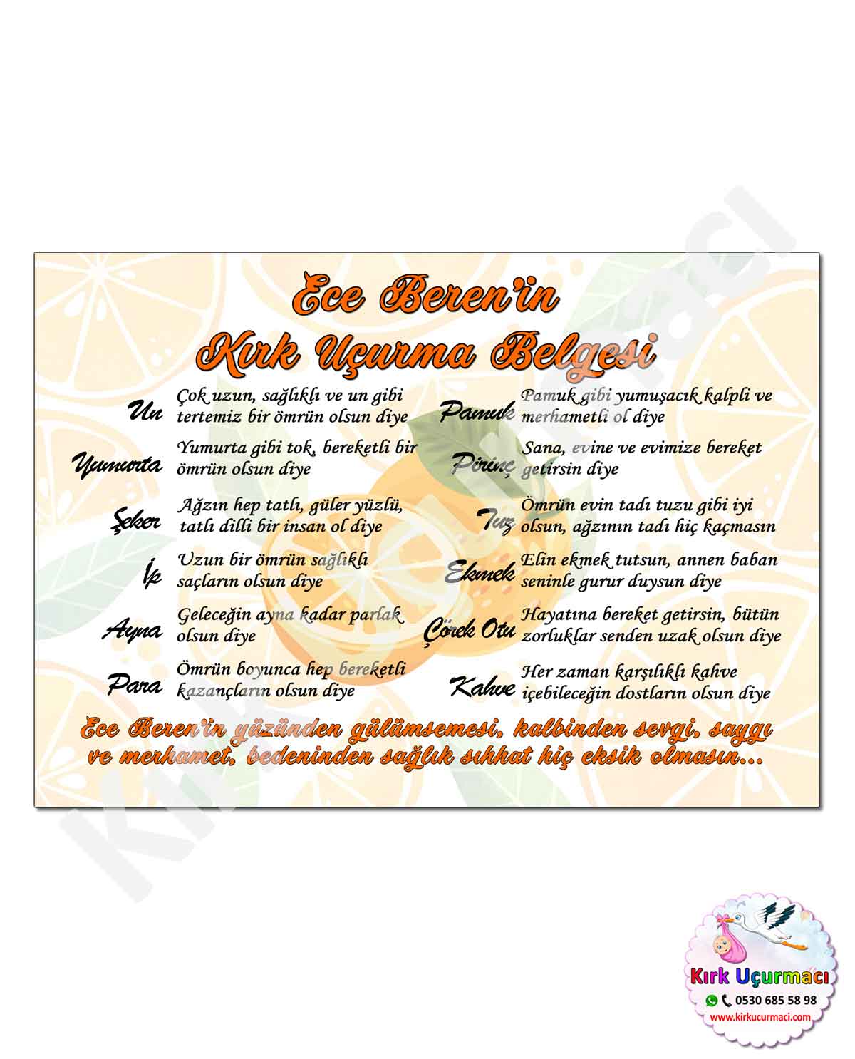 Portakal - Kırk Uçurma Belgesi