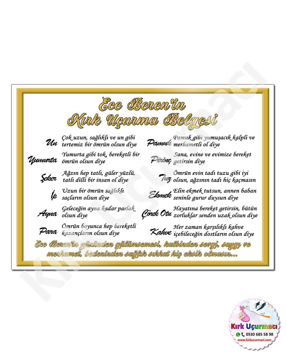 Altın - Kırk Uçurma Belgesi