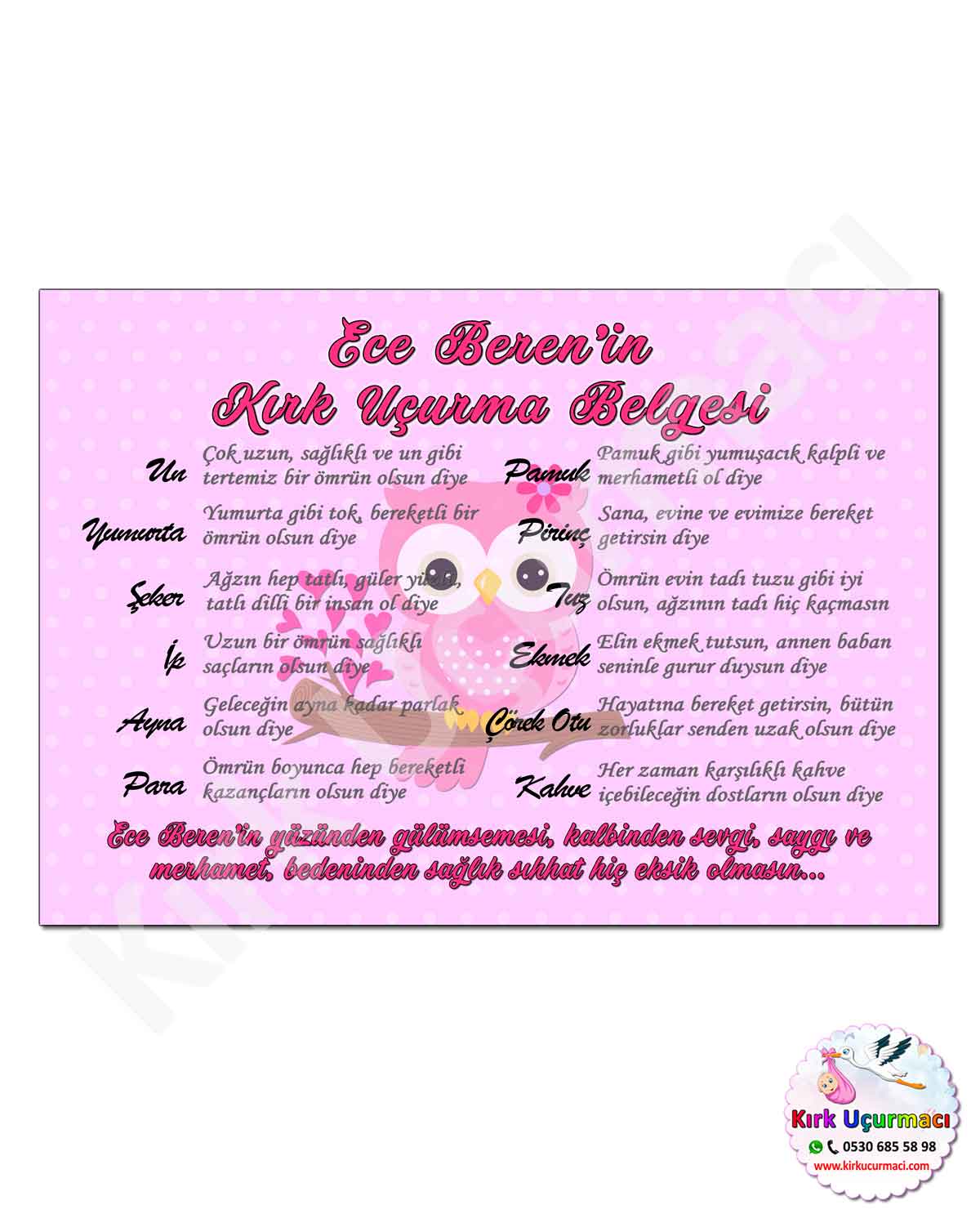 Bayan Kuş - Kırk Uçurma Belgesi