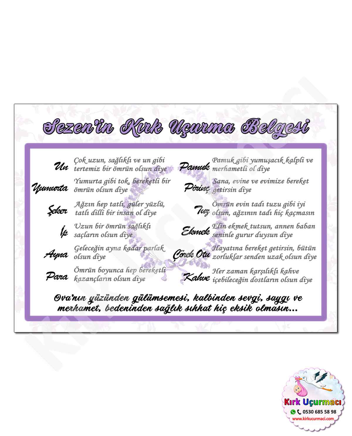 Lavanta - Kırk Uçurma Belgesi