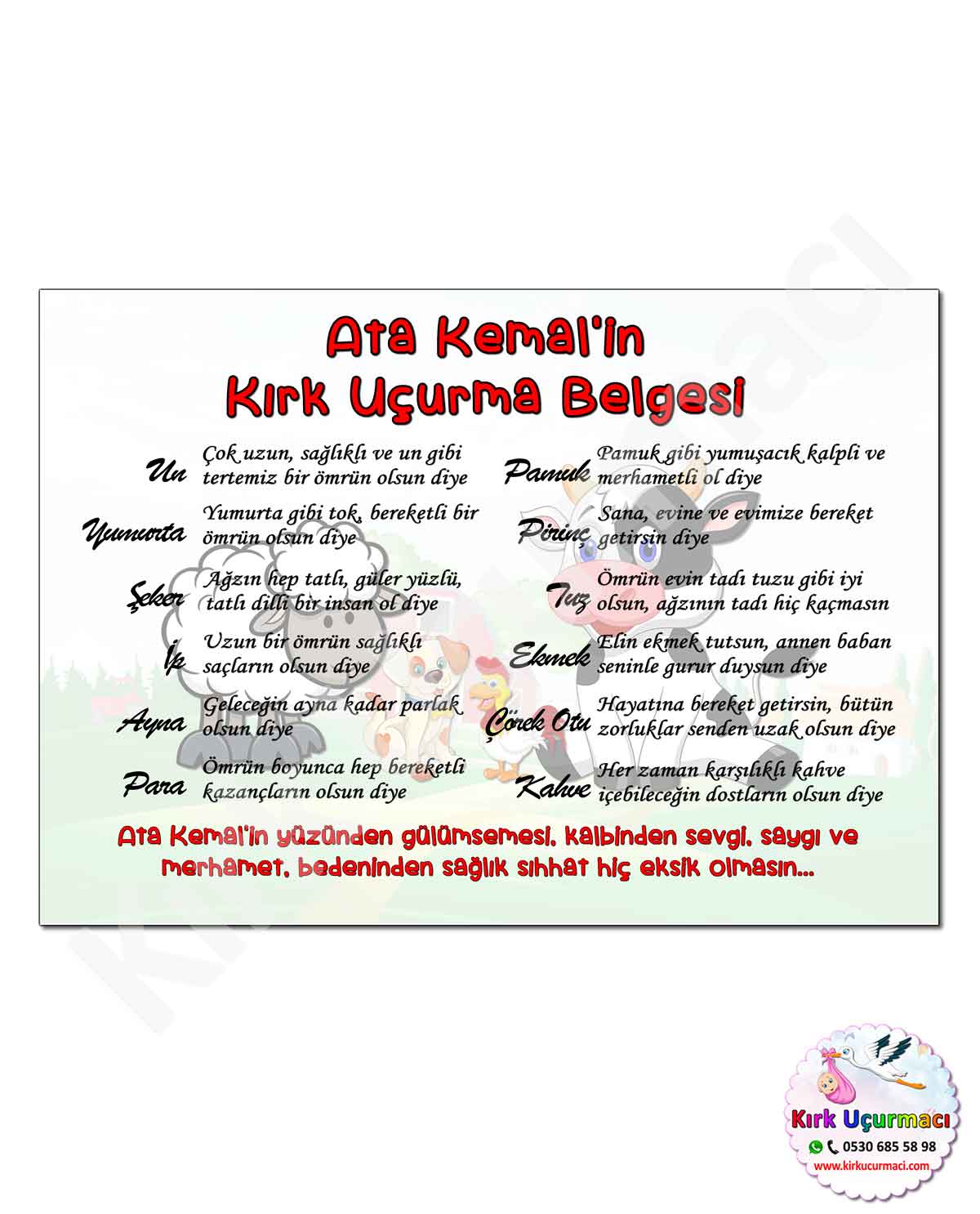 Çiftlik - Kırk Uçurma Belgesi