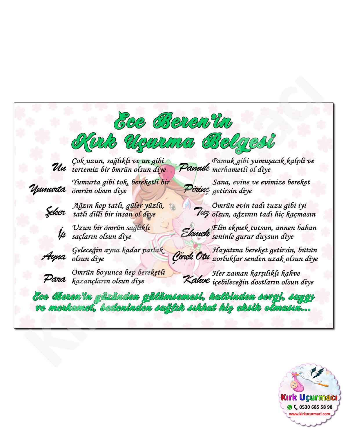 Çilek Kız - Kırk Uçurma Belgesi