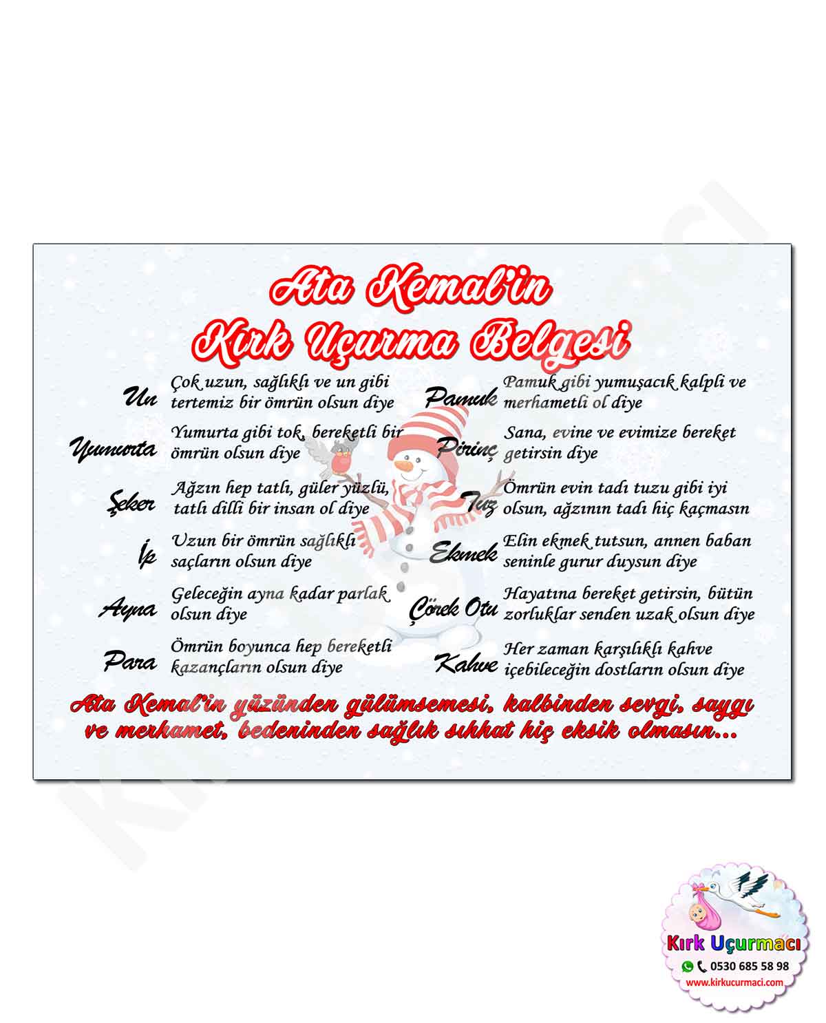 Kardan Adam - Kırk Uçurma Belgesi