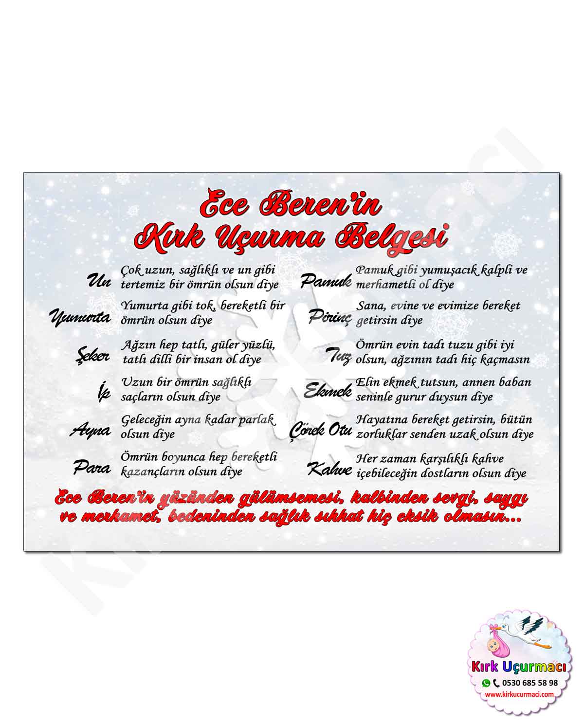 Kar Tanesi - Kırk Uçurma Belgesi