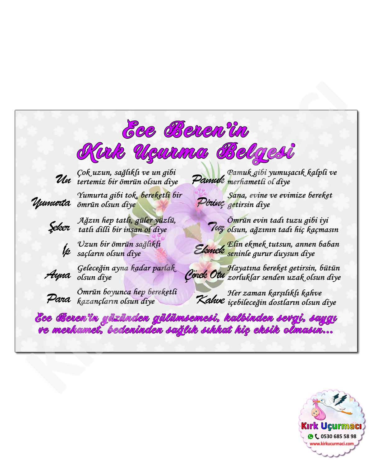 Mor Çiçekler - Kırk Uçurma Belgesi