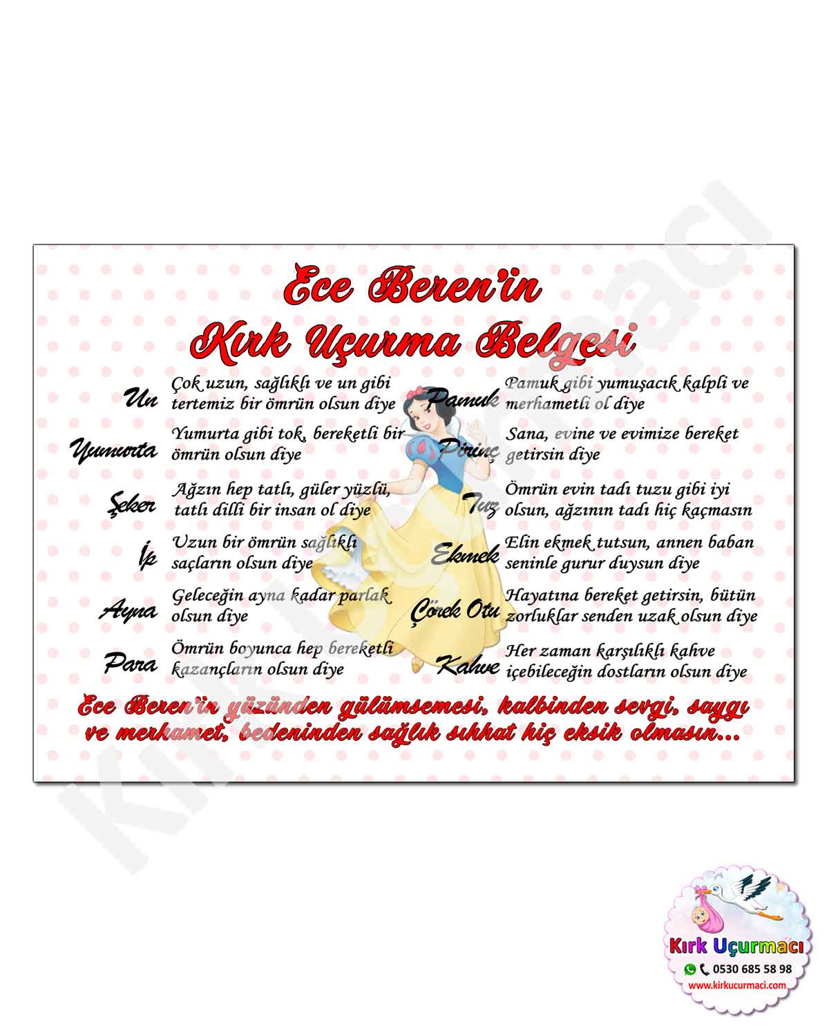 Pamuk Prenses - Kırk Uçurma Belgesi